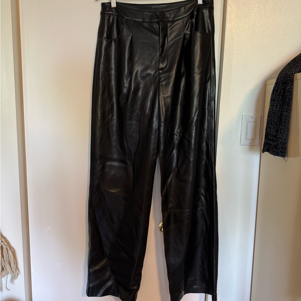Black Faux Leather Trousers
